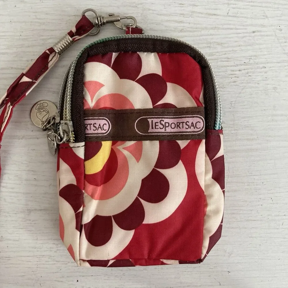 LeSportsac Small Pouch Wallet Coin Purse Mini Purse Neck Lanyard Travel Floral